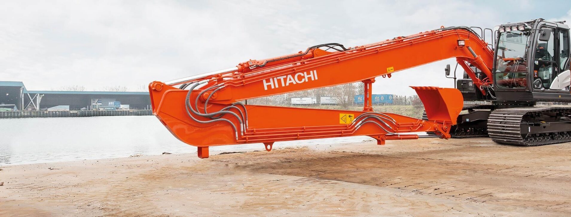Hitachi ZX130 long reach excavator with extended boom